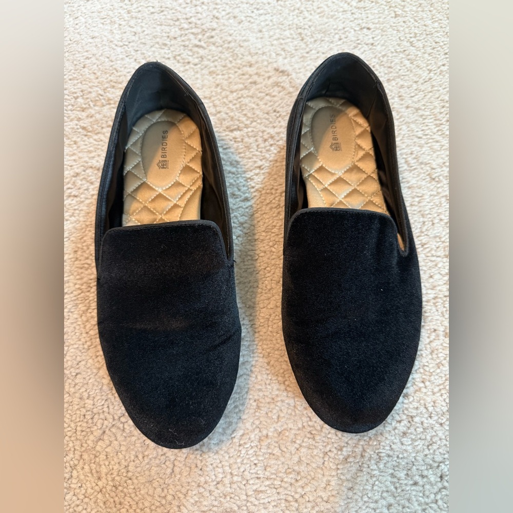 Birdies black velvet flats